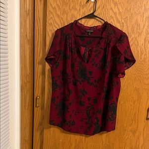41 Hawthorn Burgundy and Black Floral Blouse